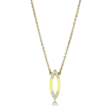 TK3285 - IP Gold(Ion Plating) Stainless Steel Necklace with Top Grade Cr... - $556.80 MXN
