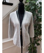 J. Jill Women&#39;s Gray Solid Cotton Open Front 3/4 Sleeve Cardigan Sweater... - $65.20 CAD