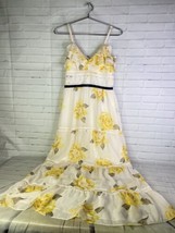 Disney Beauty And The Beast Yellow Floral Rose Maxi Dress Womens Juniors XS - £33.22 GBP