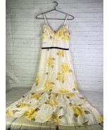Disney Beauty And The Beast Yellow Floral Rose Maxi Dress Womens Juniors XS - £32.68 GBP