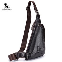 Genuine Leather Man&#39;s Chest Bags Crossbody Handbag Triangle Messenger Shoulder B - £38.52 GBP