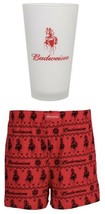 Budweiser Mens MEDIUM Boxer Sleep Short &amp; Pint Glass Gift Set NEW! Bud Man Gift - £7.97 GBP