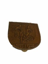 Vintage Spanish Brown Leather Dancers Shaker Wallet Coins Tray Purse vtd - £10.07 GBP