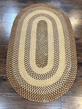 Oval Braided Rug 3x5 Multicolor Handmade Vintage Wool Small Carpet - $499.00