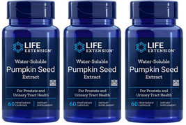 WATER SOLUBLE PUMPKIN SEED EXTRACT PROSTATE 3 Bottles 180 Caps  LIFE EXT... - £39.44 GBP