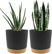 Plant Pots Set Of 2 Pack 8 Inch,Planters For Indoor Plants With, Dark Gr... - $33.99