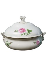 Meissen Rose Pink Gold Rimmed Large Oval Tureen 14.75&quot; x 11&quot; tall - $450.45