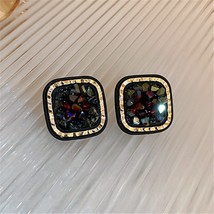 XIALUOKE Geometric Geometrical Irregular Square Black Glass Earrings For Women E - £7.78 GBP