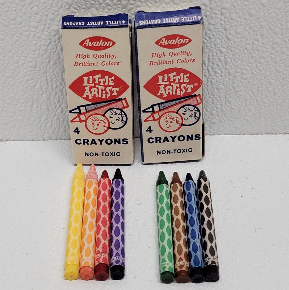 Vintage Avalon Little Artist Two Packs of 4 Crayons Each - Made In USA #504 - $16.08