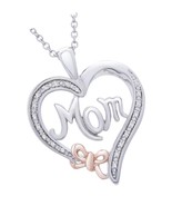 Timeless Love Round Diamond Accent Mom Heart Pendant Set in - £201.72 GBP