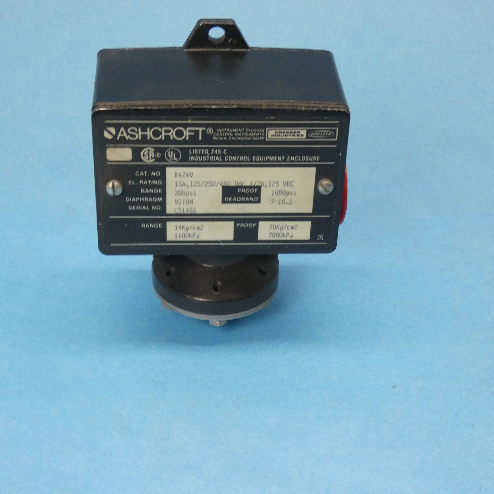 Ashcroft B424V-200# Pressure Switch 200 PSI NEMA 4X 15 Amp NOS - $59.99