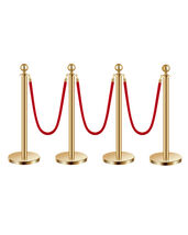 VEVOR Stanchions and Velvet Ropes 4Pcs, Hollow Base with Stainless Steel... - $65.99