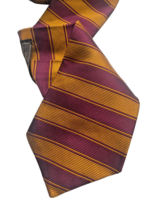 Paul Stuart Tie Silk Maroon Burgundy Red Orange Gold Stripe Textured Vin... - $130.75