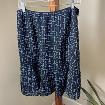 Vintage ANN TAYLOR Skirt Women&#39;s Navy Blue Print Flare Knee Length 12P P... - $18.80