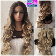 Paula&quot; 26 inches Long Synthetic Wig 180% density Body Wave Ombre Ash Blonde Synt - £79.01 GBP