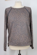 PJ Salvage S Brown Leopard Print Pullover French Terry Top Lounge Pajama - £22.41 GBP