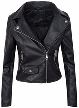 ZOGAA Ladies Fashion Long Sleeve Lapel Collar Casual Formal Leather Jacket - £38.84 GBP