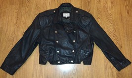 Winlit Leather Cropped Jacket Woman&#39;s Large Double Breasted Biker Girl - $69.99