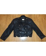 Winlit Leather Cropped Jacket Woman&#39;s Large Double Breasted Biker Girl - £55.03 GBP