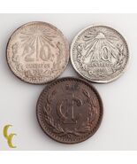1906, 1911 Y 1919 Centavos De México 1C, 10C Y 20C Lote De 3 Monedas - €62,32 EUR