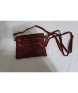 Burgundy faux leather crossbody bag 7.5&quot; x6&quot; , multiple zippered compart... - $13.41 CAD