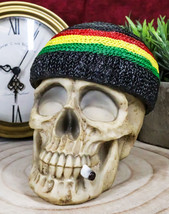 Positive Good Vibes Gypsy Rasta Skull With Beanie Hat Smoking Decorative Box - £22.51 GBP