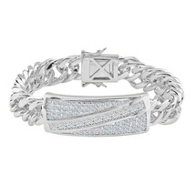 5CT Princesse Moissanite Rond Diamant Homme Bracelet Lien 14K or Blanc Sur - £720.97 GBP