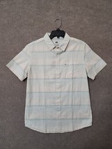 Quiksilver Hozza Button Up Shirt Mens S Yellow Blue Stripe Short Sleeve NEW - $29.57