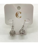 New Charming Charlie 1.25&quot; Pierced Earrings Silver Tone Crystal Ball Dangle - £7.88 GBP