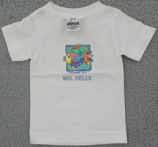 TODDLER WHITE T-SHIRT SZ 6 MONTHS BRIGHT SILK SCREENED FISH WIS DELLS TO... - £6.47 GBP