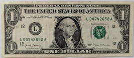 US$1 Fancy Serial Number 2017 James Bond 007: 00742652 - $2.95