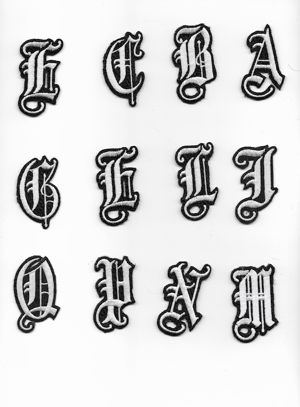 1&quot; Old English Embroidered White Patch Pick Letters Iron On or Sew On - $1.75