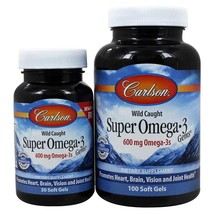 Carlson Labs Super Omega-3 600mg Gems, 100 + 30 Softgels - £23.41 GBP