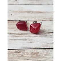 Vintage Screw On Earrings - Red Stone - £7.89 GBP