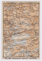 1912 Antique Map Of TAFJORDEN-REINDALEN / Tafjord Geiranger / Norway - £16.99 GBP