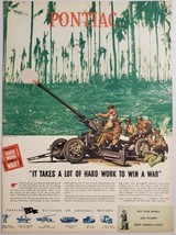 1944 Print Ad Pontiac Motors Builds War Equipment Automatic Field Gun in Action - £13.12 GBP