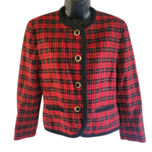 Vintage Pendleton Petite 100% Virgin Wool Tartan Plaid Red Blazer Jacket Size 8 - £33.39 GBP