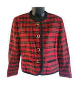 Vintage Pendleton Petite 100% Virgin Wool Tartan Plaid Red Blazer Jacket... - £32.44 GBP