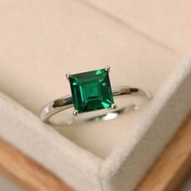 925 Sterling Silver  4Ct Emerald Stone Cluster Ring For Beloved - £31.49 GBP