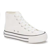 Andrea women&#39;s canvas sneaker boots with platform in White - $47.00