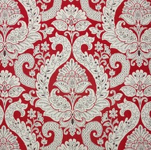 SUBURBAN HOME BETSY RED FLORAL TRELLIS DAMASK MULTIUSE FABRIC BY YARD 54&quot;W - £9.56 GBP