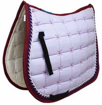 English All-Purpose Lilac Cotton Quilted Floral Embroidered Saddle Pad W... - $38.60