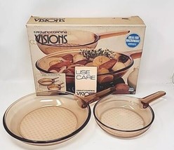 Vintage Visions Cookware Nonstick by Corning 2 Pc Skillet Set in box U261 - £78.44 GBP