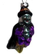 Vintage blown Glass Halloween Dept 56 green witch broomstick  Christmas ... - £21.32 GBP