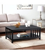 ChooChoo Mission Coffee Table, Black Wood Living Room Table with Shelf, ... - £92.02 GBP