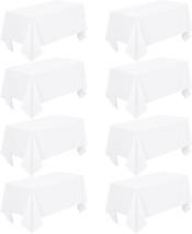 8 Pack White Tablecloth for Rectangle Tables 60 x 84 Inch White Polyester Tablec - £57.98 GBP