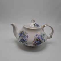 Ellgreave Alpine White Teapot Floral Design Wood and Sons Gold Trim Coll... - $37.68