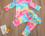 NEW Tie Dye Baby Girls Ruffle Bodysuit Pants Outfit Set  - $10.99