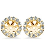 14K Yellow Gold Round Lab Grown Diamond Bridal Earring Jackets for 4mm E... - $7,397.87 MXN