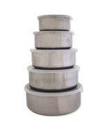 5pc Stainless Steel Serving/Storage Bowl Set with Lids - £7.98 GBP